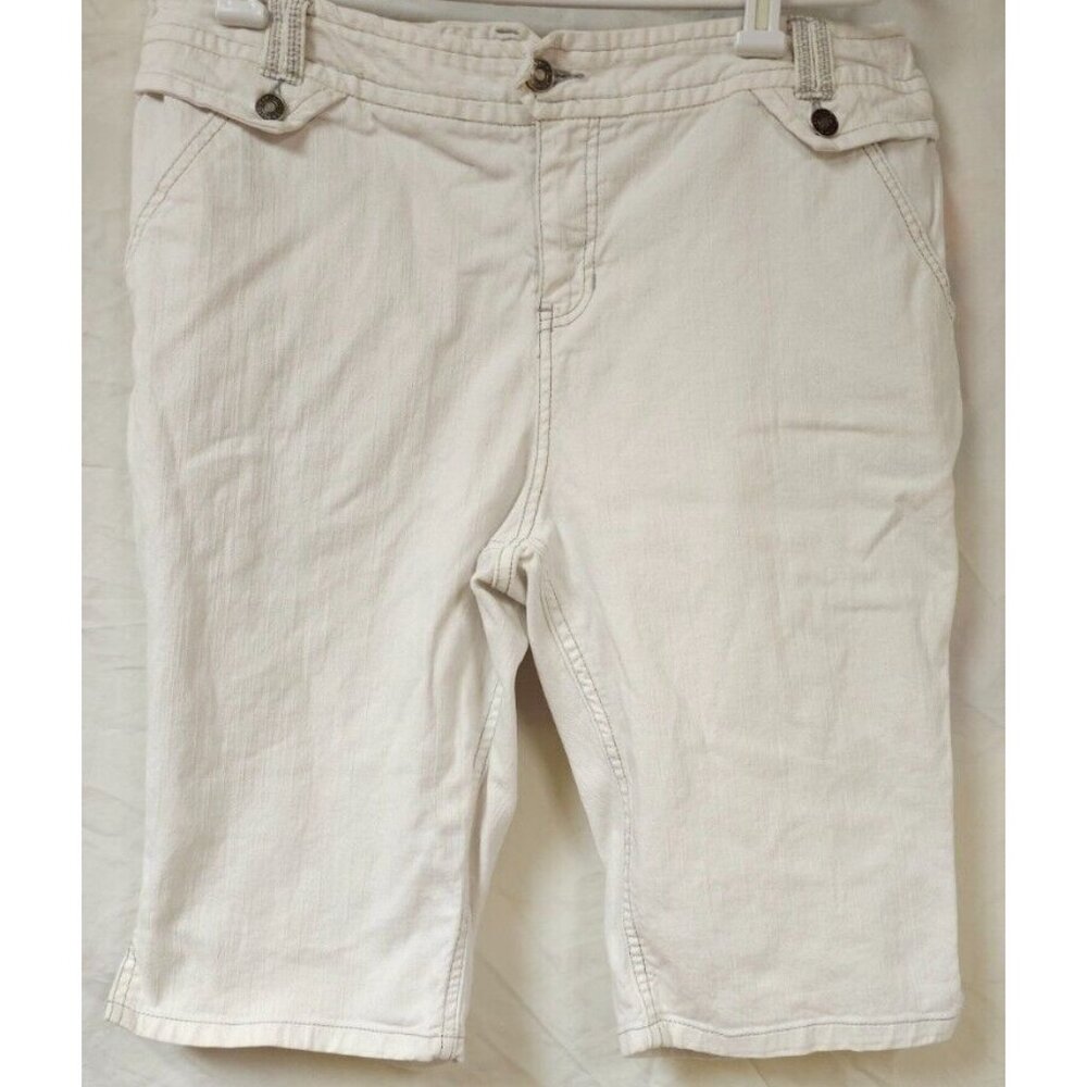 Canyon River Blues Womens Waist 34/36 White Stretch Bermuda Shorts 13" Inseam